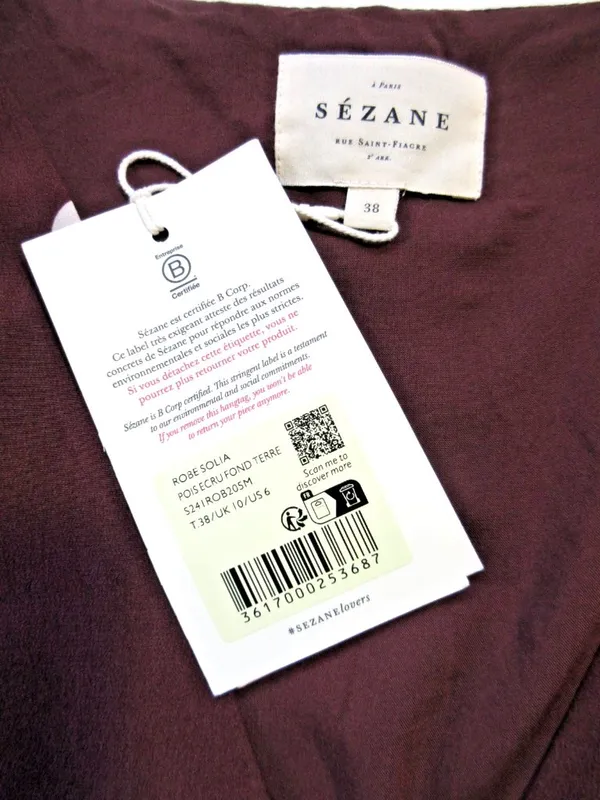 NWT Sezane Solia in Chocolate Ecru Polka Dot Silk Maxi Shirt Dress 38 / US 6 - Image 7