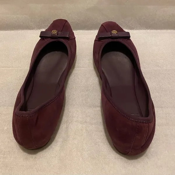 Tory Burch Purple Suede Ally Bow Ballet Flat - Image 5