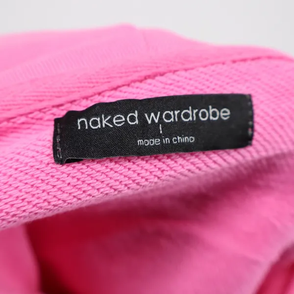 Naked Wardrobe Pink Cropped Funnel Neck Hoodie Sweatshirt Large - Image 4