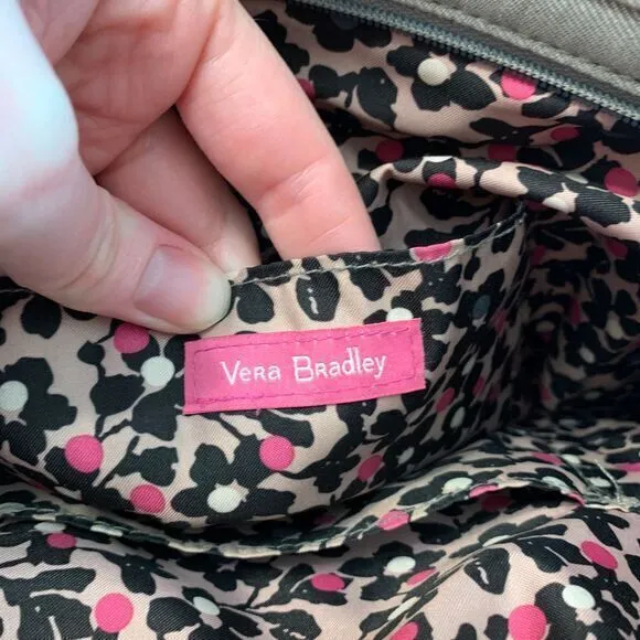 Vera‎ Bradley Quilted Tote Bag Purse Diamond Stitch Canvas Floral Lined Gray - Image 6