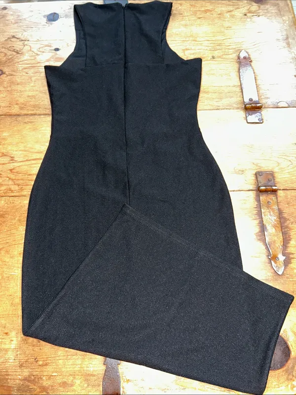 Missguided Black Cutout Bodycon Midi Dress Size 6 Sleeveless Cocktail Party - Image 5
