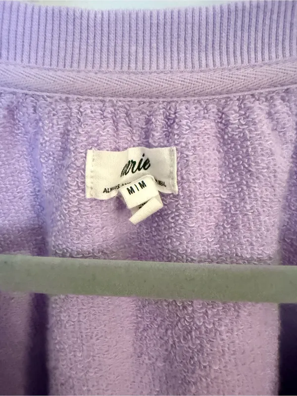 aerie Lavender Pullover V-Neck Drawstring Long Sleeve - Image 4