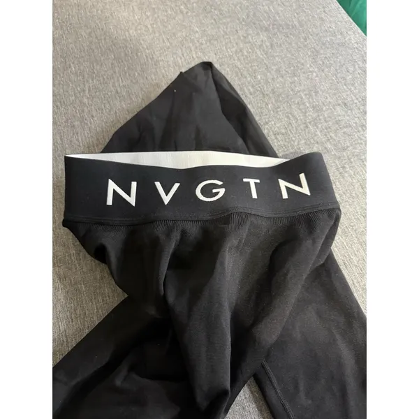 NVGTN Women's Black Seamless Leggings Sz L Gym Workout Athletic - Image 10