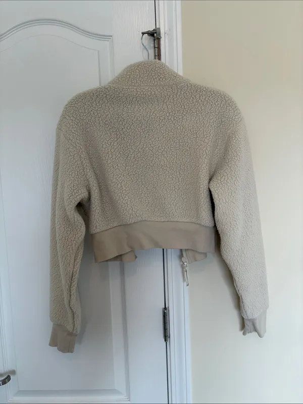 Aritzia Tna Polartec Thermal Pro Mockneck Waist Zip-Up sz Small in mullein - Image 9