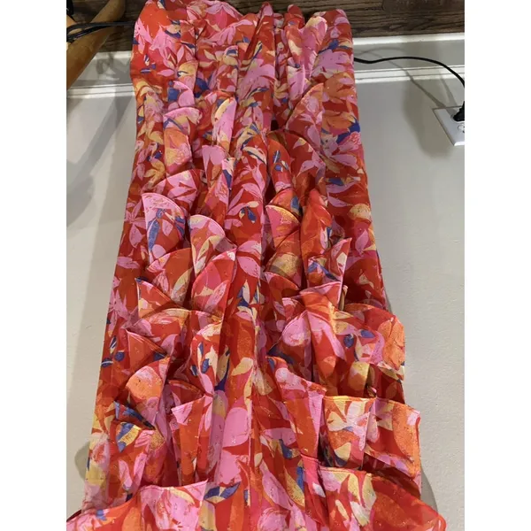 Eliza‎ J Floral Ruffle Fil Coupé Maxi Dress Size 5 Floral Sundress Slip dress - Image 8