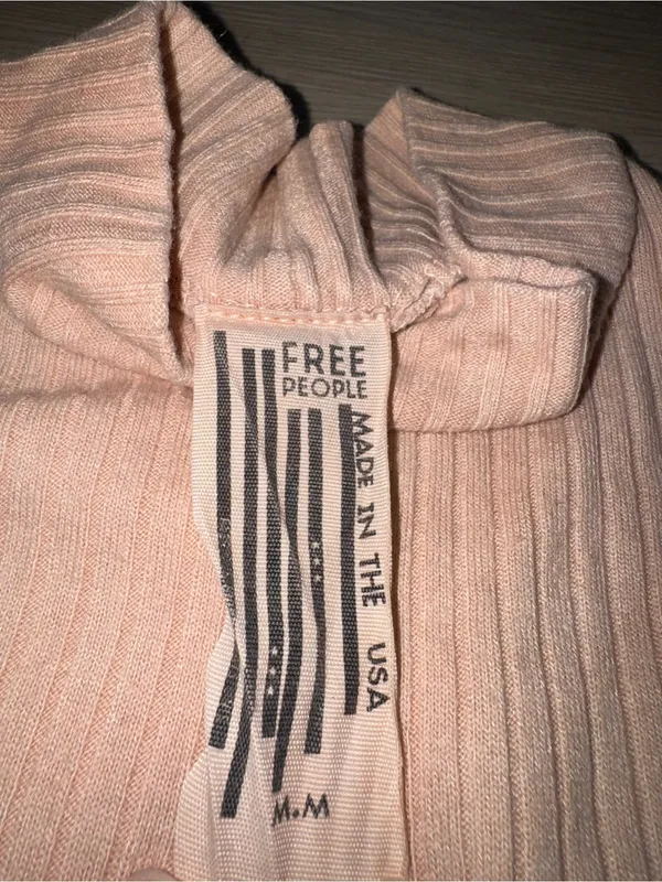 Free People Blush Ribbed Mock Neck Tank with Ruffle Cap Sleeves - Image 2