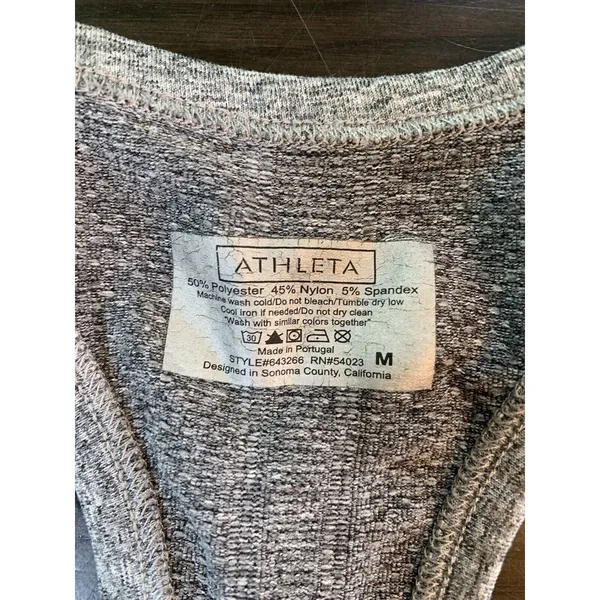 Athleta Fastest Track Medium‎ Seamless Ruched Tank Top Gray Athleisure - Image 5