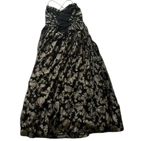 Free People Size S‎ Charlie Bustier Maxi Dress Black Gold Metallic Whimsigoth - Image 8
