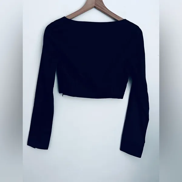 Black Long Sleeve Cropped Zahara Corset Shirt Blouse Top S - Image 4