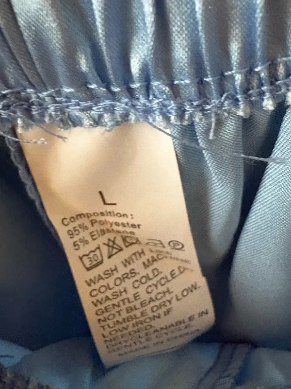 Light Blue Satin Button Front Pajama Set Size L - Image 7