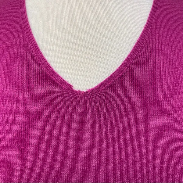 Saint James Raspberry Pink 100% Wool V Neck Sweater Size 6 - Image 8