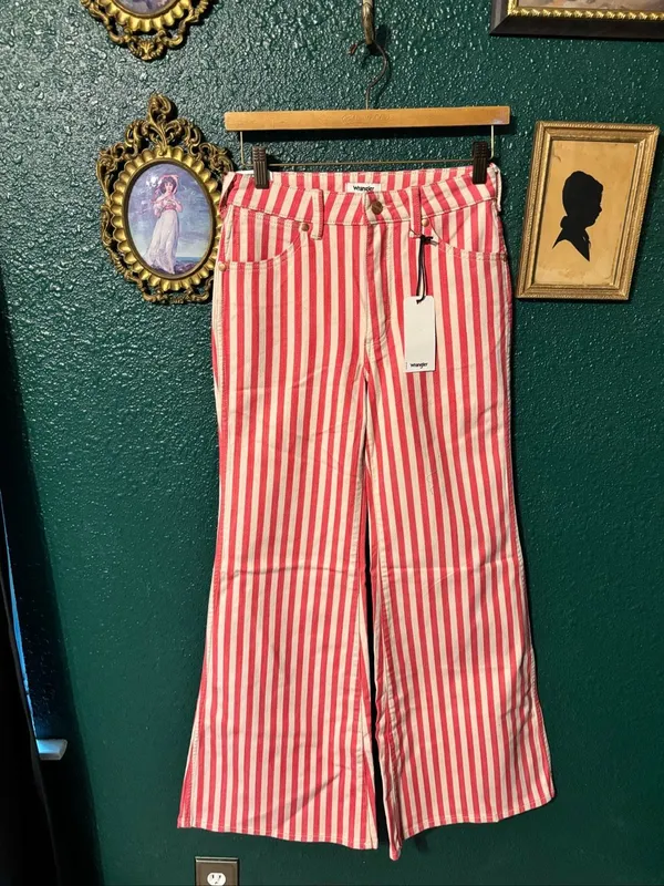 Wrangler 'The Wanderer' Flare Jeans Raspberry Ripple Stripe Size W26/L30 NWT - Image 3
