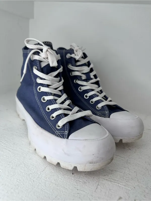 Converse Navy Blue High-Top Platform Sneakers - Image 2