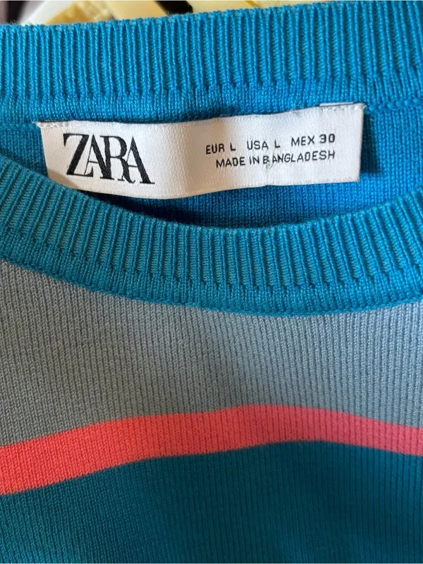 NWOT Zara Striped Knit Cropped Sweater Vest sz L - Image 3