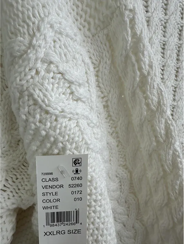 PacSun Cotton Beverly and Beck Heart Cable Knit Crew Neck Sweater White NWT XXL - Image 8