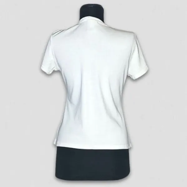 Vintage 90s Nike Swoosh Logo V Neck T Shirt White Pink Large - Image 2