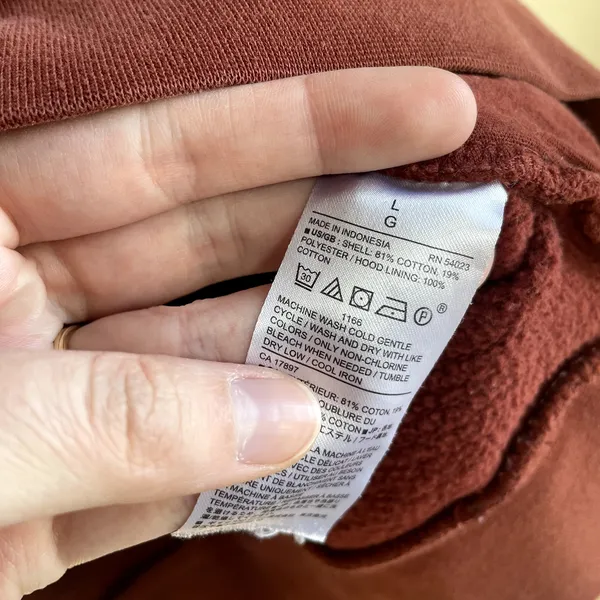 Banana Republic rust coral hoodie women's size large front pockets cotton‎ flaw - Image 6