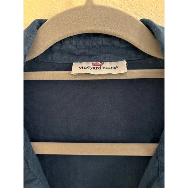 Vineyard Vines Tunic Womens Medium Blue Linen Beach Coastal Preppy Travel Resort - Image 3
