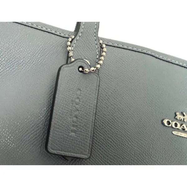 Coach Zip Top Tote Women Large Blue Excellent Crossgrain Leather F58846 - Image 4