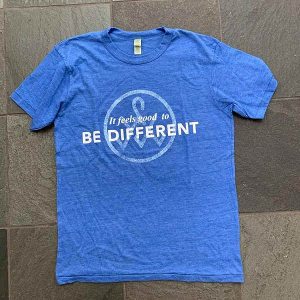 Alternative Earth unisex blue t-shirt It feels good to BE DIFFERENT Size Large - Image 3
