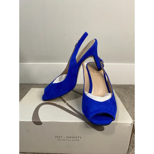 New 27 EDIT Naturalizer Alexa Photon Blue Suede Heels Size 8 - Image 3
