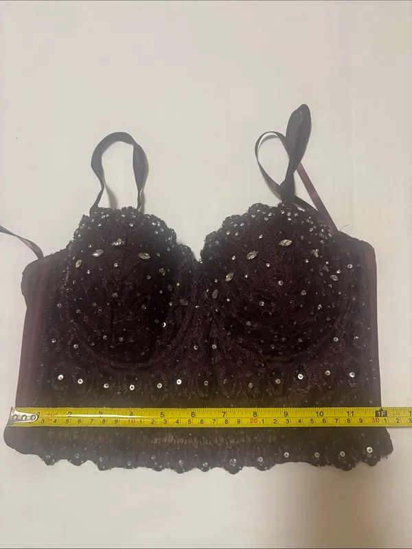 Windsor Embellished Lace Bustier Camisole - Deep Plum S Fall Pinup Coquette Punk - Image 9