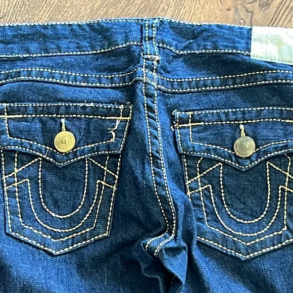 True religion women’s 30 gold threaded medium‎ wash jeans y2k vintage bootcut - Image 2