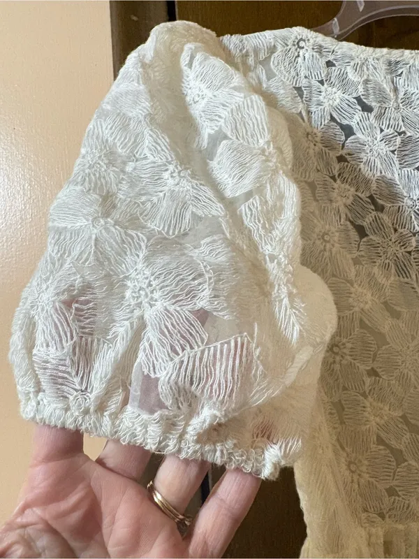 En Saison white floral eyelet lace tiered maxi dress - Image 6