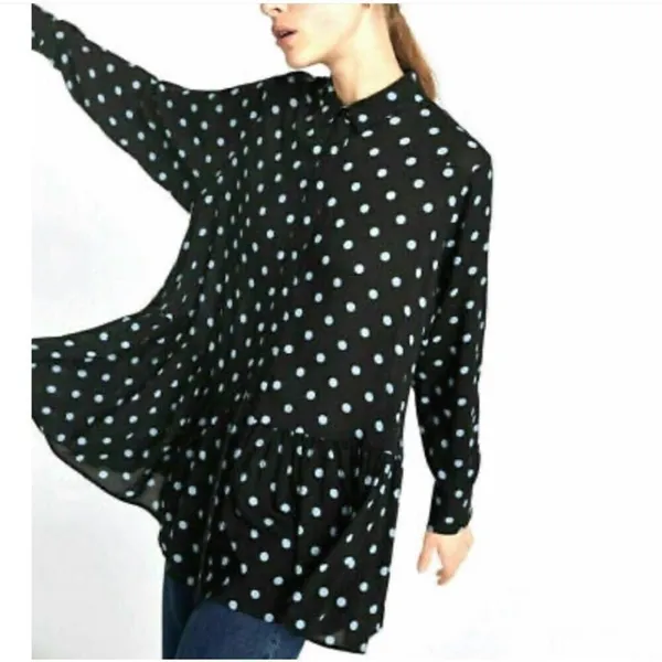 Zara Woman Oversized Drop Waist Polka Dot Tunic Size Medium - Image 3