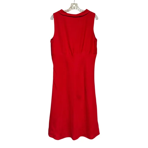 Sarah Spencer Sleeveless V-Neck Linen Dress Red 16 - Image 2