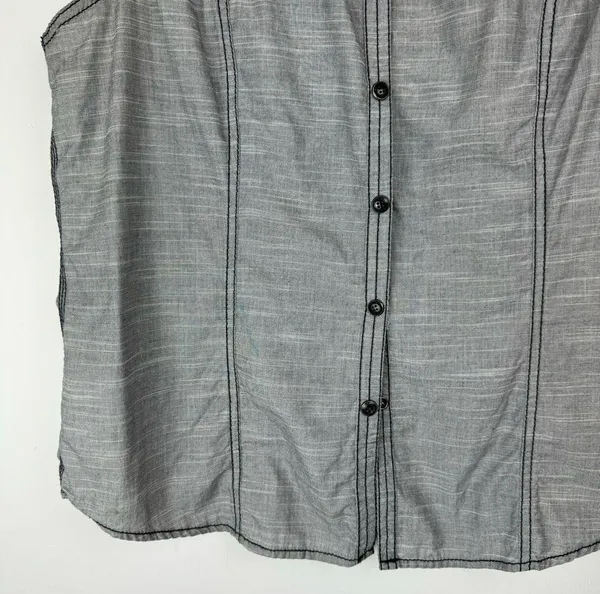 Harley Davidson Y2K Button Down Shirt Vest Sz XL Grey Graphic Back - Image 7
