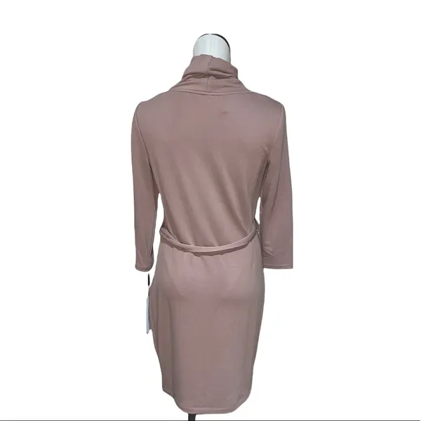 NWT Calvin Klein 3/4 Sleeve Scarf Cowl Neck Belted Midi Dress Small - Image 7