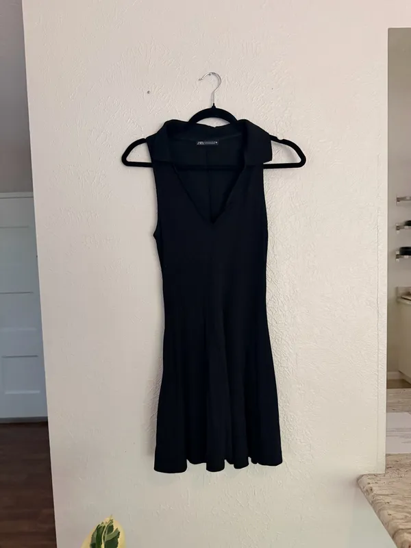 Zara black skater mini ribbed dress M - Image 5