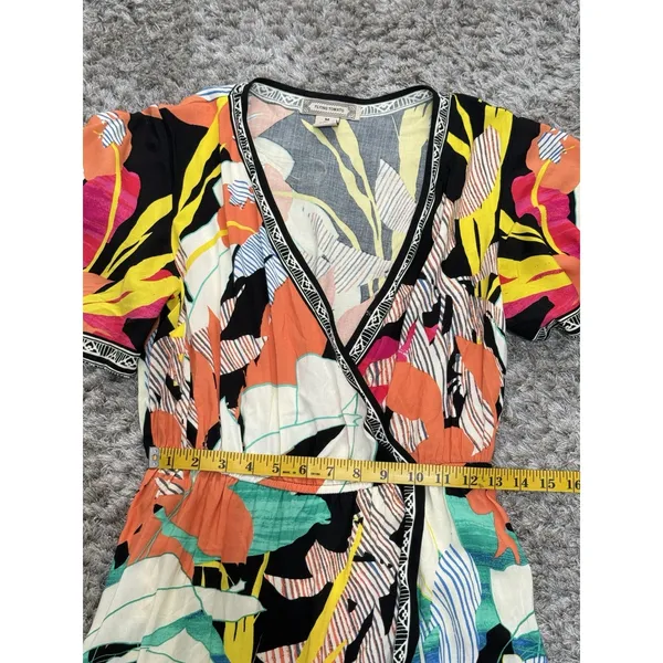 Flying Tomato Tropical Floral High Low Hem Midi Dress Plunge Neckline Size M - Image 12
