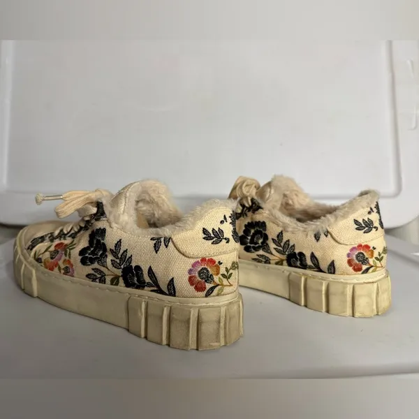 FARM Rio Cream Floral Faux Fur Lined Chunky Sole Sneakers 9 - Image 8