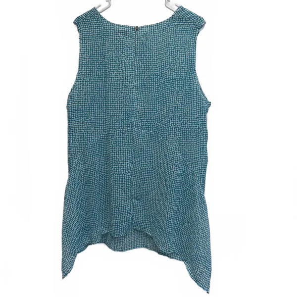 Fever Aqua and White Double Layer Sharkbite Sleeveless Tunic Top Plus Size XXL - Image 4