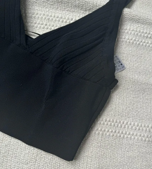 black knit bralette crop tank top - Image 3
