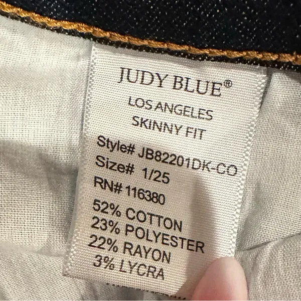 Judy Blue Skinny Fit Stretch Dark Denim Raw Hem Jeans Pants 25 - Image 10