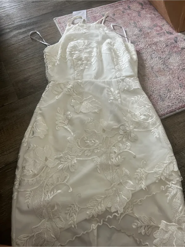 Lulus White In The Moment Floral Embroidered Mini Dress xs - Image 12