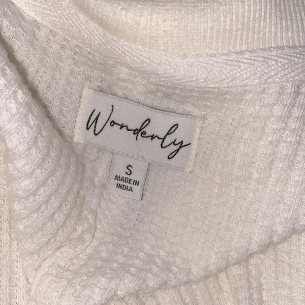 Wonderly oversized ivory color waffle knit sweater cardigan size small - Image 5