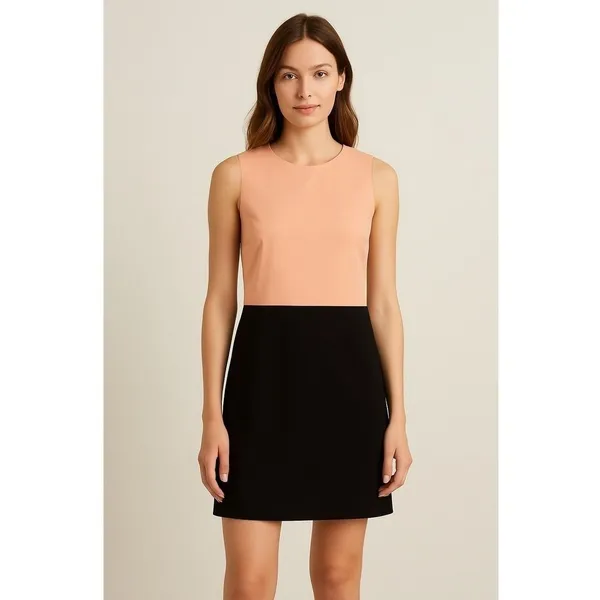Gap Women Dress Sleeveless Colorblock Peach Black Size 0 - Image 2