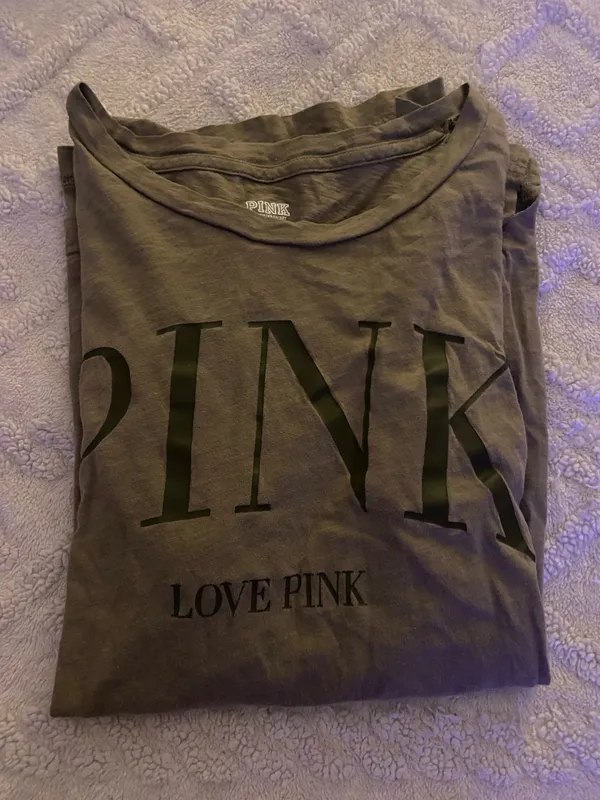 PINK Victoria's Secret Army Green T-Shirt - Image 2
