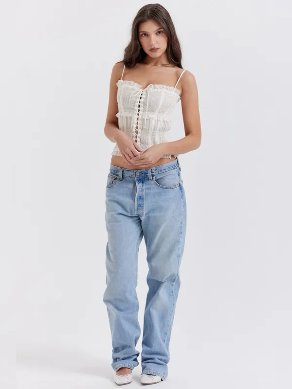 House of CB Lula Ivory Sequin Pleat Corset S - Image 7