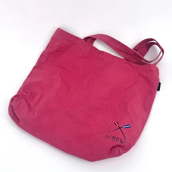 J. Crew Pink‎ Canvas Tote Bag Beach Travel Everyday Casual Nautical Logo - Image 9