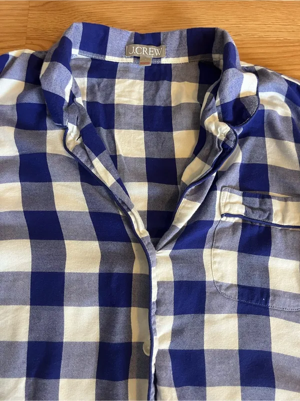 J. Crew Blue and White Gingham Women's Pajama Set - Image 3
