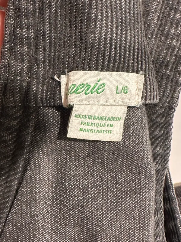 Aerie Corduroy Overalls Women Large Charcoal Gray Relaxed Straight Leg Raw Hem - Image 9