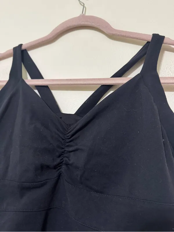 Prana Black Ruched V-Neck Crossback Tank - Image 2