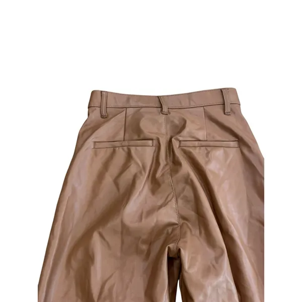 Abercrombie Faux Leather Pants Camel Brown Ultra High Rise Split Hem 4 27 - Image 7