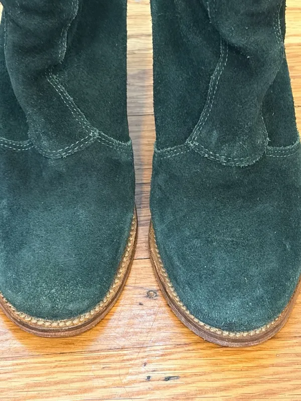 J Shoes Ranch 2 Green Suede Leather Zipper Ankle Boots Booties Women’s Size 7 - Image 5