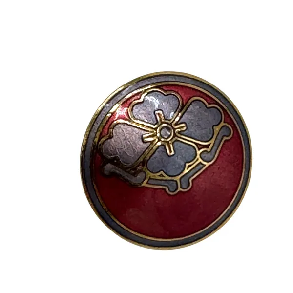 Vintage‎ Cloisonne Earrings Red Purple Flower Enamel Earrings Gold Tone Studs - Image 4